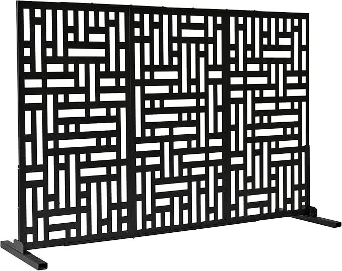 Oakland Living 6 ft. X 4 ft. Black Freestanding Metal Privacy Screen Room Divider Oakland+Living