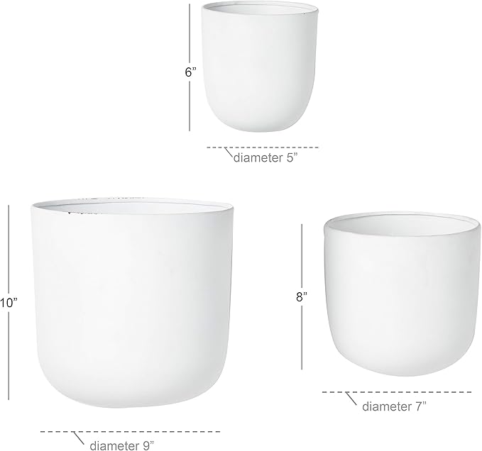 Deco 79 Metal Indoor Outdoor Wall Planter Indoor Outdoor Floating Hanging Planter, Set of 3 Plant Hanger 9", 7", 6"H, White Deco79