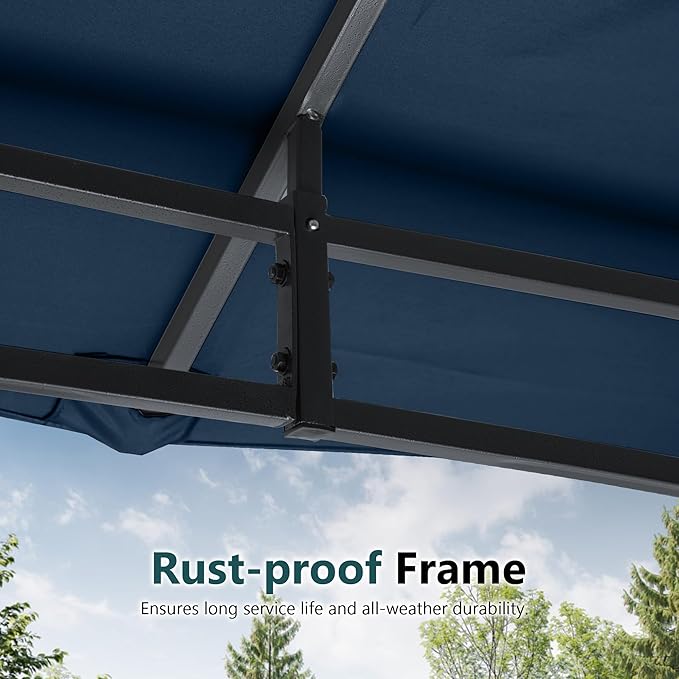 MASTERCANOPY Outdoor Garden Gazebo for Patios with Stable Steel Frame and Netting Walls (9x9,Navy Blue) MASTERCANOPY