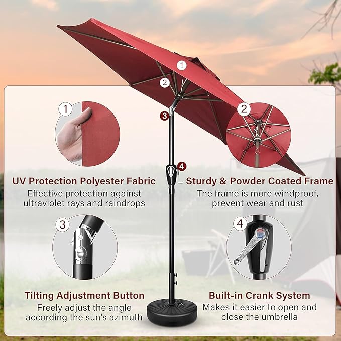 Simple Deluxe 9' Patio Umbrella Outdoor Table Market Yard Umbrella with Push Button Tilt/Crank SimpleDeluxe