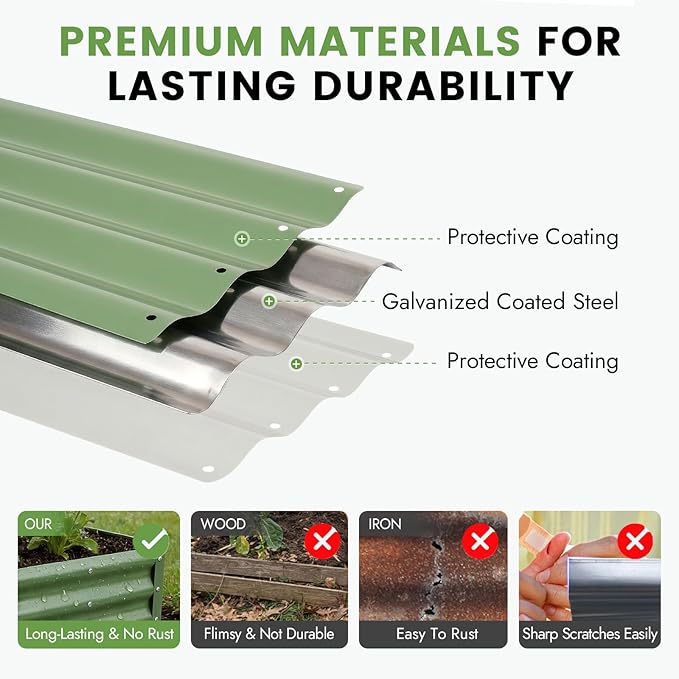 INNO STAGE Galvanized Raised Garden Bed Kit, 4x2x1FT Metal Raised Garden Beds for Vegetables, Rust-Resistant & Easy Assembly, Outdoor Raised Beds for Gardening, Flowers, Herbs (Green) INNOSTAGE