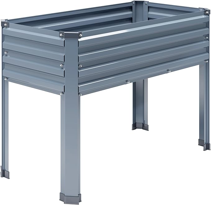 Galvanized Raised Garden Bed with Legs,2PCS 48×18×30in Elevated Planter Box for Backyard,Outdoor Garden, Patio, Balcony, 300lb Capacity,Grey DIIYIV