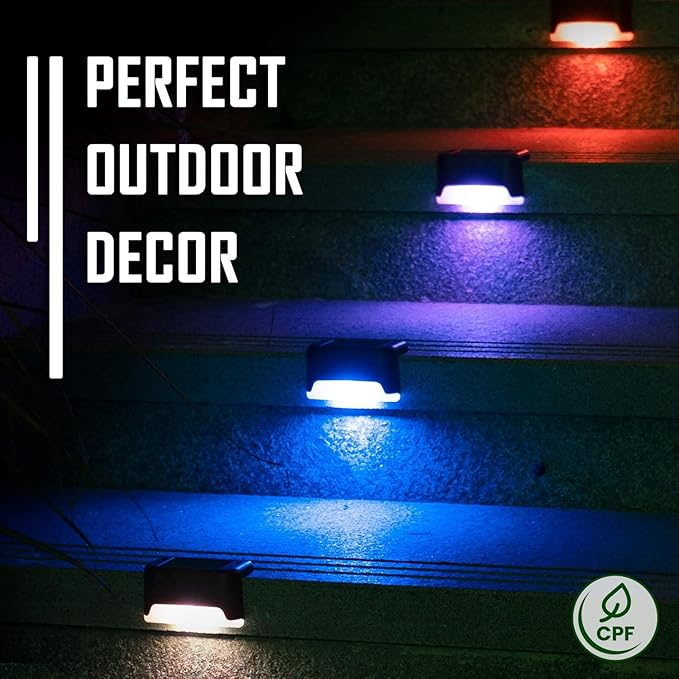 SOLPEX Color Changing Solar Deck Lights, 16 Pack Waterproof LED Lights for Decks,Stairs,Fences,Yards and Patios Solpex