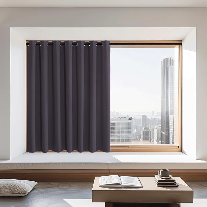 NICETOWN Blackout Curtains 72 inches Long, Grommet Privacy Window Thermal Insulated Room Darkening Sliding Glass Door Drape for Bedroom Living Room, 1 Panel, W100 x L72, Greyish Purple NICETOWN