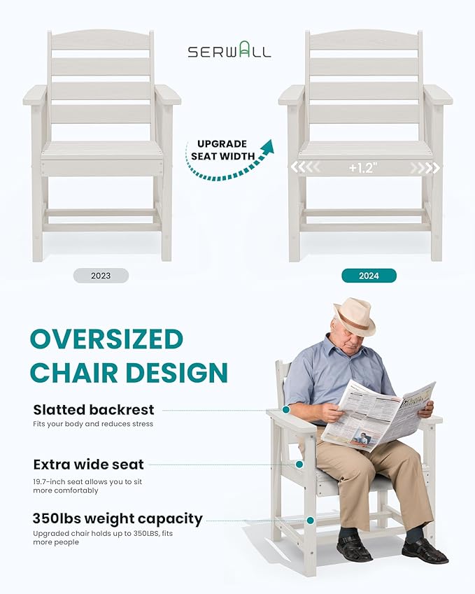 SERWALL Patio Dining Chair Set of 2, White SERWALL