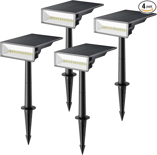 Consciot Solar Spot Lights Outdoor, 4 Pack, White, 600 Lumens, IP65 Waterproof, 6500K Daylight, Solar Landscape Lights for Yard Garden Tree House Consciot