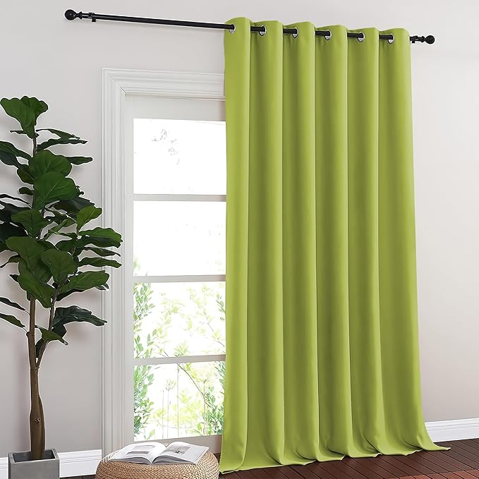 NICETOWN Sliding Door Curtain 108 Inches Long - Blackout Thermal Insulated Grommet Room Divider Privacy Drape for Patio Glass Door, 1 Panel, Fresh Green, 100 Inch Extra Wide NICETOWN