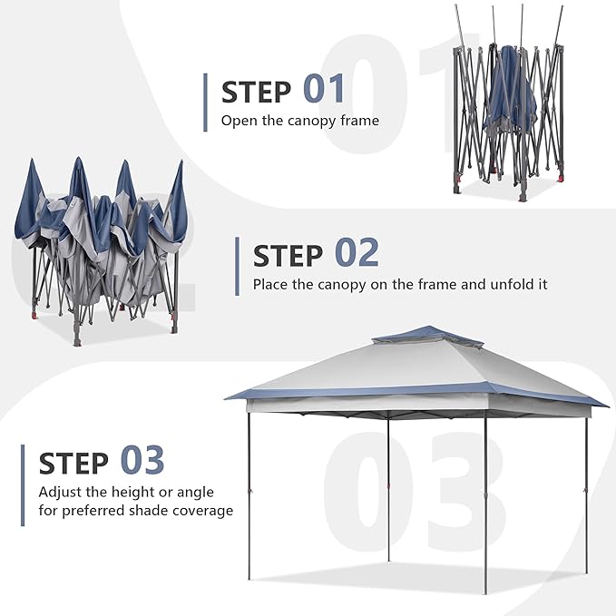 GDY 11x11 Pop Up Canopy Tent, Outdoor Canopy with Netting, Outdoor Gazebo for Backyard, Tent with Handbag, Blue. GDY