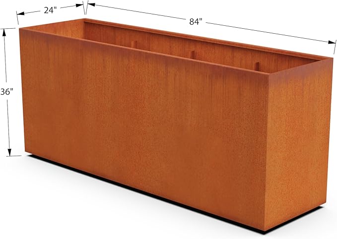 Plantercraft Extra Large Corten Steel Planter, 84x24x36 Large Rectangular Planters for Outdoor Plants, Heavy Duty Metal Planter Box for Patios, Gardens, and Commercial Spaces Plantercraft