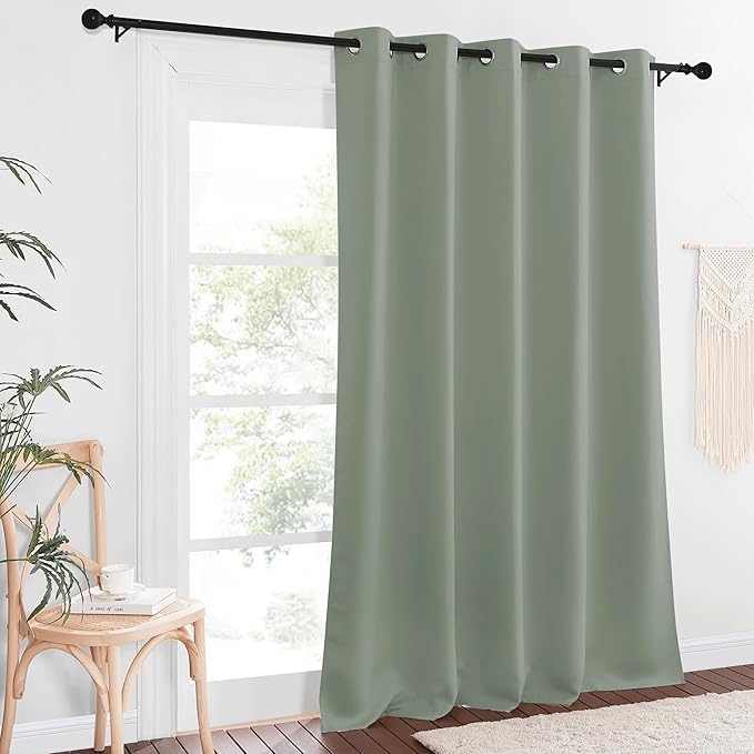 NICETOWN Blackout Sage Green Curtain 90 inch Length for Bedroom - Thermal Insulated Grommet Room Darkening Window Drape Sound Dampening for Living Room, W66 x L90, 1 Panel NICETOWN