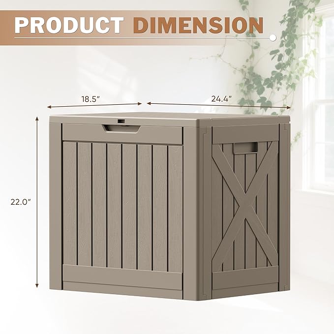 Patiowell 43 Gallon Resin Deck Box, Outdoor Storage Box for Patio Furniture, Deliveries, Pool Supplies,Waterproof and Lockable (Brown) Patiowell