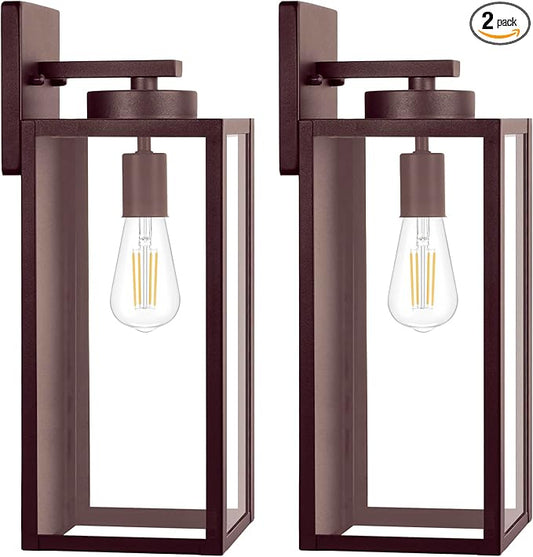 Large Size Outdoor Wall Light Fixtures, Exterior Lighting Fixtures Porch Sconces Wall Mounted, Waterproof Brown Outdoor Wall Lanterns Lamps, Outside Lights for House Patio Front Door Entryway, 2-Pack BringYouBrightFuture