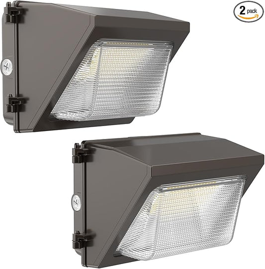 HYPERLITE LED Wall Pack Light 50W 2Packs with Dusk-to-Dawn Photocell,Glass Lens 6750LM LED Wall Packs Outdoor Lighting,Wall Pack Lights Outdoor Led for Yard Barn Parking Lots Warehouse UL Listed HYPERLITE