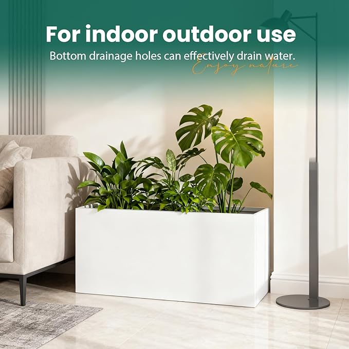 Metal Rectangular Planter 36" L x 12" W x 16" H Galvanized Steel Planter Box Rectangle Outdoor Planters Commercial Residential for Patio, Backyard, Garden GZGNEEVL