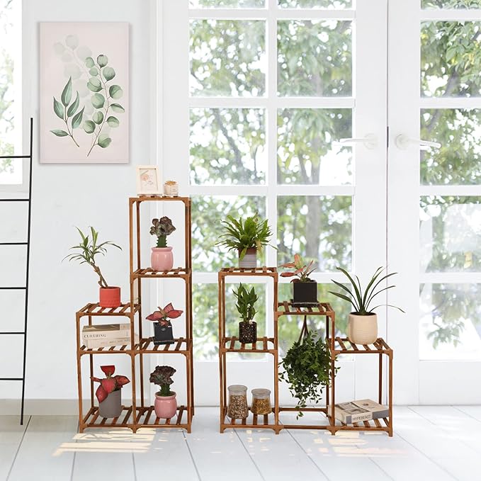 XXXFLOWER Plant Stand Indoor Outdoor 13 Tiers Wood Plant Shelf for Multiple Plants ，Large Plant Rack for Window Garden Balcony Patio Porch Living Room XXXFLOWER