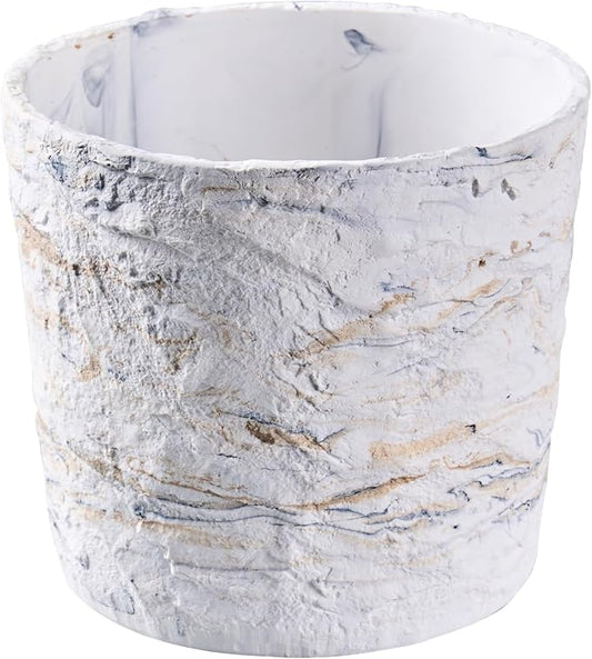 Ekirlin 7 Inch Natural Ore Textures Plant Pot, Resin Outdoor Planters with Drainage Hole, Removable Rubber Stopper and Non-Slip Soft Pad,Weatherproof Decorative Pot for Indoor/Garden Plants Ekirlin