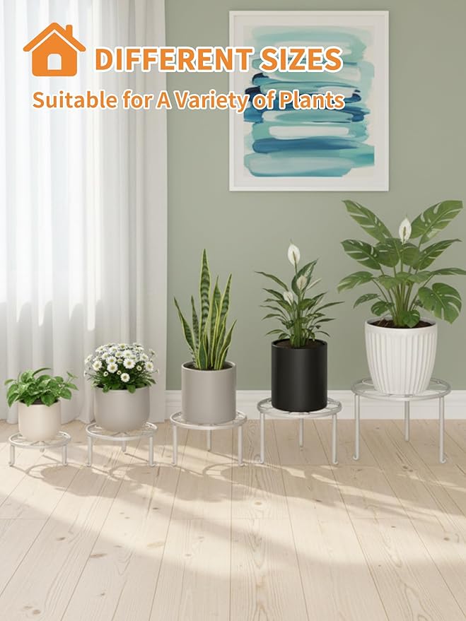 5 Pack Heavy Duty Metal Iron Plant Stand,Anti-Rust Iron Flower Pot Stand Holder for Multiple Display Plant Racks,Potted Plant Shelf for Living Room Balcony Rootora
