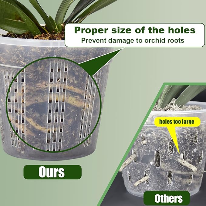 Orchid Pot, 6 Packs of 6.1" Orchid Pots with Holes, Orchid Pots for Repotting, Plastic Orchid Planter for Indoor Outdoor Plants (6 Packs, 6.1") HOLANHING