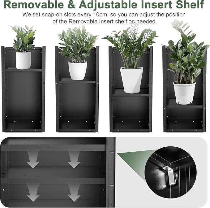 Tall Metal Planter Box for Outdoor Plants 15" L x 15" W x 30" H 2 Pack, Heavy Duty Steel Planter Box with Removable Insert Shelf, Rectangular Planters for Porch, Garden, Yard, Hotel (Black) Rootora