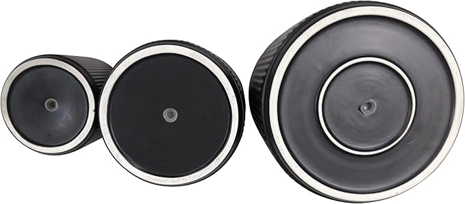 Amazon Basics Fluted Ceramic Round Planters with Drainage Hole, Indoor Outdoor Flower Pots, Assorted Sizes 6, 8, 10 inch, Set of 3, Black AmazonBasics