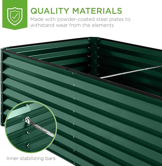 Best Choice Products 6x3x2ft Outdoor Metal Raised Garden Bed, Deep Root Box Planter for Vegetables, Flowers, Herbs, 269 Gallon Capacity, 100% Non Toxic Materials - Dark Green BestChoiceProducts
