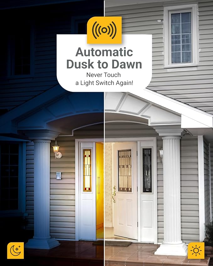 Sunco 6 Pack Dusk to Dawn Light Bulbs LED Outdoor B11, Edison Filament Candelabra Bulbs for Porch Lighting, 500 LM, 5W (40W Equivalent), 2700K Soft White, E12 Base, Photocell Sensor UL SuncoLighting