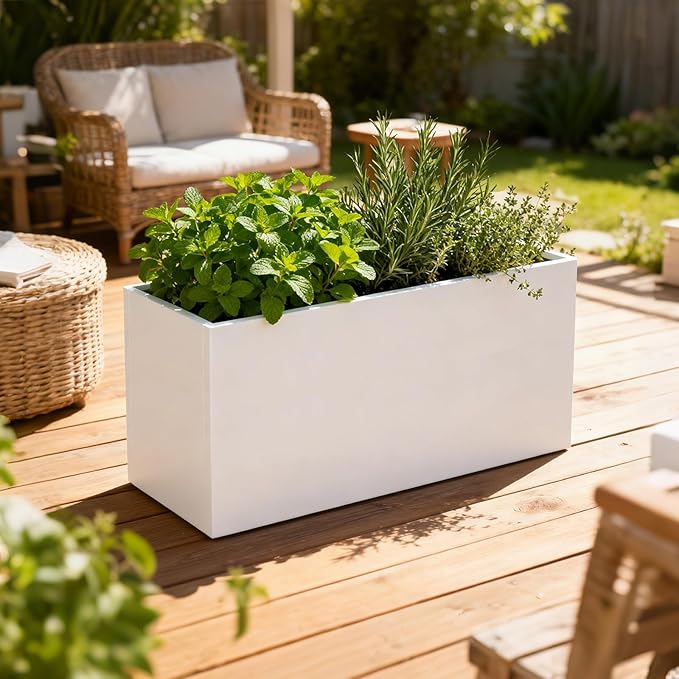 Metal Rectangular Planter 36" L x 12" W x 16" H Galvanized Steel Planter Box Rectangle Outdoor Planters Commercial Residential for Patio, Backyard, Garden GZGNEEVL