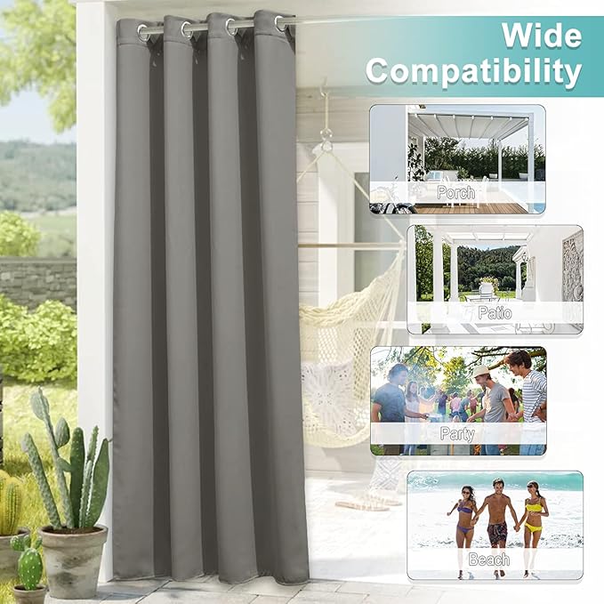 NICETOWN Bedroom Curtain for Patio Room Darkning, Thermal Insulated Rustproof Grommet Top Blackout Indoor Bedroom Vertical Drape Privacy for Gazebo/Pergola, Sand, W84 x L95, 1 PC NICETOWN