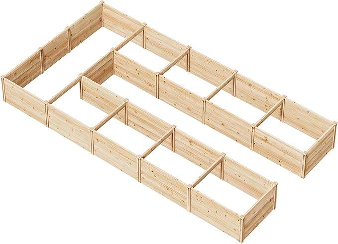 AMERLIFE U-Shaped Raised Garden Bed, 7.5Wx15Dx1.6H Free Combination Outdoor Wooden Raised Garden Bed Planter with 19.6" Depth Planter Box AMERLIFE