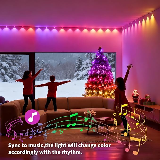 Permanent Outdoor Lights, 200ft Smart Eave Lights with RGB LED Light, IP67 Waterproof, App Control, DIY RGB Light for House Halloween Decorations Rootora