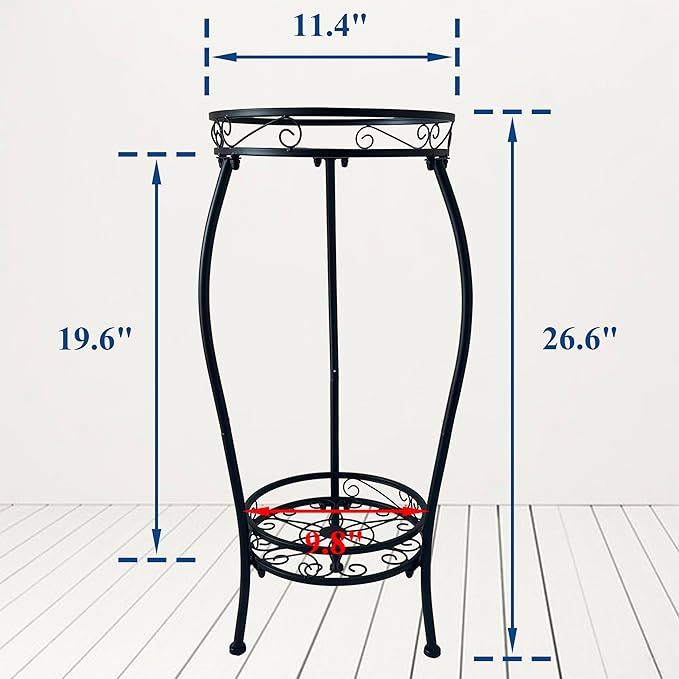 CASIMR 2 Tier Plant Stand Indoor Outdoor, 26.6" Tall Metal Potted Holder Rack Multiple Flower Pot Stand Heavy Duty Plant Shelf Rustproof Iron Plant Round Supports Rack CASIMR