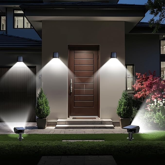 TECKNET Spot Lights Outdoor with 59 LED, 6 Pack Solar Lights Outdoor Waterproof IP65, Auto On/Off Solar Spot Lights, 3 Lighting Modes Solar Powered Garden, 2-in-1 Solars Landscape Light (Cool White) Tecknet