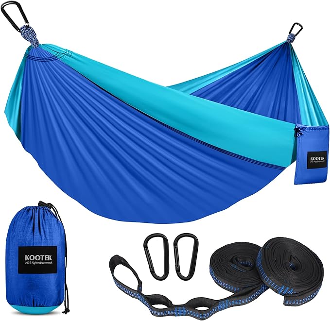 Kootek Camping Hammock, Portable Hammocks with Tree Straps & Attached Carry Bag, Camping Essentials Gear, Perfect for Outside Indoor Hiking Beach Backpack Travel Kootek