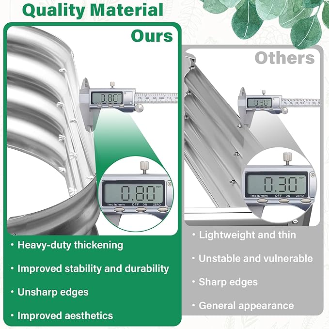 TATAANTY Galvanized Raised Garden Bed for Outdoor: 4X2X1ft Durable Metal Vegetable Plant Container Kit - Oval Planter Box for Gardening Flower Trough （2 Pack） TATAANTY