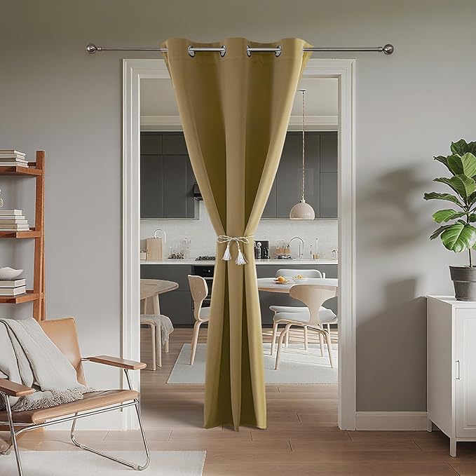 Joydeco Blackout Door Curtain for Doorway Privacy 78 Inches Long, Grommet Closet Curtain for Open Closet, Room Divider for Bedroom Living Room (Beige, 40Wx78L, 1 Panel) JOYDECO