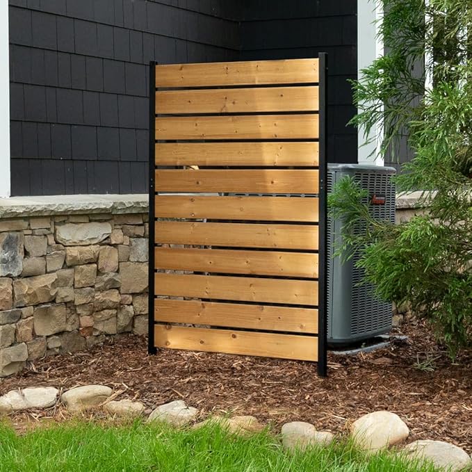 5ft H x 3.2ft W (1 Panel) No Dig Enclo Concord Cedar Wood Privacy Screen, Great to Hide Trash Cans, Decorative Patio Privacy Screen, Outdoor Privacy Fence Panel, Air Conditioner Fence, EC18022 Enclo