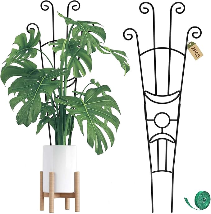 32.6in Monstera Plant Support Stakes for Indoor Plants, Metal Garden Plant Trellis for Climbing Plants, Pothos Vine Snake Climber Support，2p COOMIN
