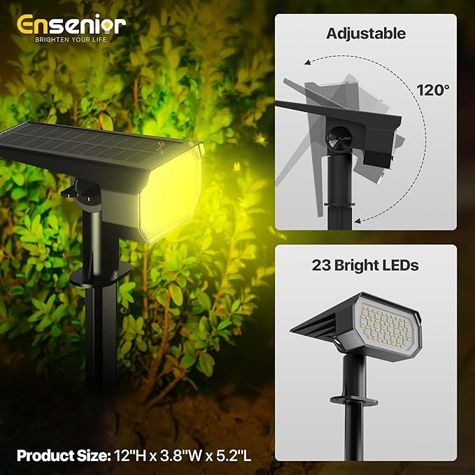 Ensenior Solar Spotlights Outdoor RGB, 7+1 Color Changing Mode Outdoor Landscape Lighting, IP65 Waterproof, Automatic ON/Off Solar Powered Spotlight, Halloween Christmas Decorations (6-Pack) Ensenior