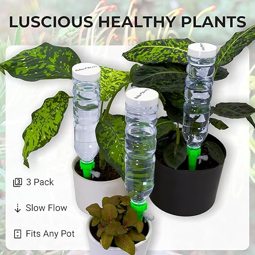 Self Watering Planter Insert Drip Spike High Capacity 20oz BabaBerry Dynamic Dripper Automatic Plant Watering Globes Dripper Device for Indoor or Outdoor Plants for Vacation Adjustable 3 Pack Rootora