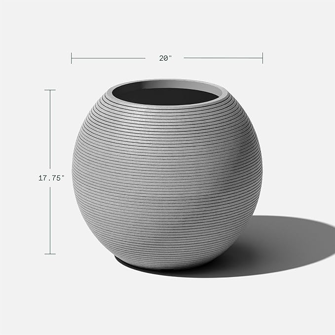 Veradek Strata Series Sphere Round Planter for Patio & Backyard | Durable Plastic-Stone Material | Modern Décor for Tall Trees and Plants VeradekOutdoor