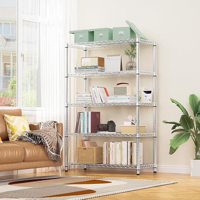 1750 LBS Storage Shelves 5-Tier Utility Shelving Unit Steel Organizer Wire Rack for Home,Kitchen,Office,Garage, Capacity 17.7" D x 47.2" W x 72.3" H | Organizer Wire Rack, for Home, Kitchen, Office, Garage, 1750 LBS Capacity MEIGAOPLASTICANDMETALHKCOLIMITED