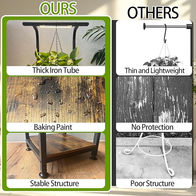 Plant Stand Indoor with Grow Lights, Hanging Plant Stand Plant Shelf Indoor, 65'' Tall Plant Stands Plant Holders for Indoor Plants, Living Room, Bedroom, Balcony Rootora