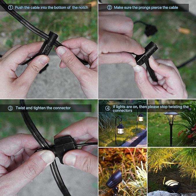 GOODSMANN Landscape Lighting Kits Low Voltage Spot Lights 8PK Landscape Flood Light 3W LED 200 Lumen Metal Landscape Lights 12V AC Tree Lights 3000K Warm White with Replaceable Bulbs Cable Connectors GOODSMANN