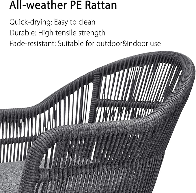 PURPLE LEAF 9 Pieces Patio Dining Set with Outdoor Aluminium Dining Table and Woven Rattan Chairs Modern Metal Furniture Cushions Sets for Garden Yard Indoor Decor Kitchen Gray PURPLELEAF