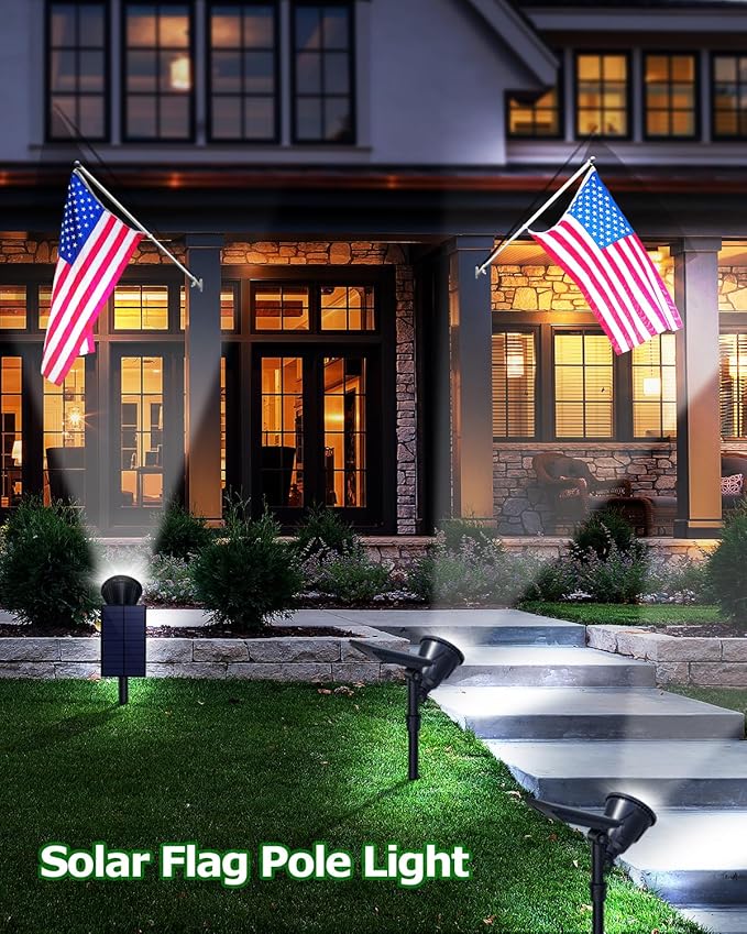 Solar Spot Lights Outdoor, 18 LED Bright Solar Powered Lights Outdoor Waterproof IP65 with 2 Modes Auto On/Off Landspace Flood Light for Flag Pole Palm Tree Sign Statue Garden Yard Patio (2 Pack) OSORD