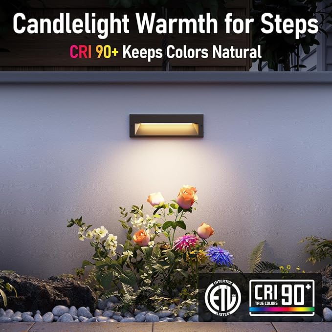 LEONLITE 10.6 Inch 5CCT LED Low Voltage Step Lights, 12–24V AC/DC 6W Surface Mount Ultra-Slim Landscape Stair Lights, IP65 Aluminum Outdoor Lighting for Decks, Hardscapes, Oil Rubbed Bronze, Pack of 6 LEONLITE