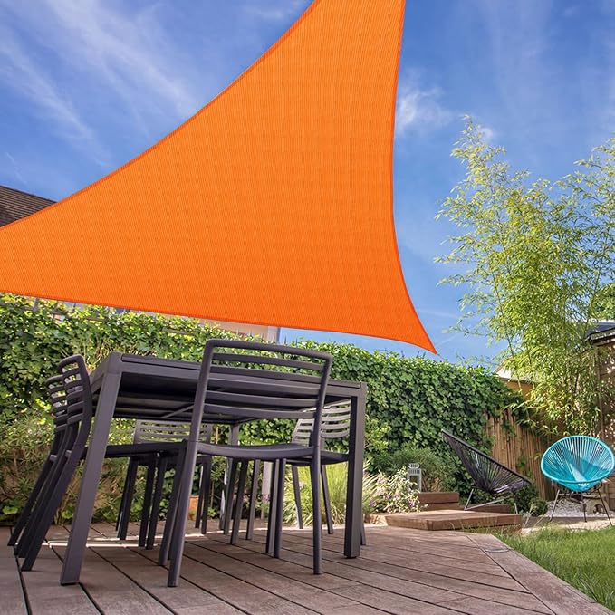 E&K Sunrise 25' x 25' x 25' Sun Shade Sail Triangle Canopy Shade Cover UV Block for Patio Backyard Garden Outdoor (Orange) EKSUNRISEINC