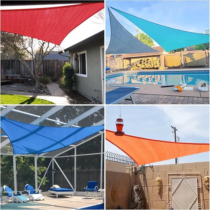 E&K Sunrise 6' x 6' x 6' Sun Shade Sail Triangle Canopy Shade Cover UV Block for Patio Backyard Garden Outdoor (Turquoise) EKSUNRISEINC