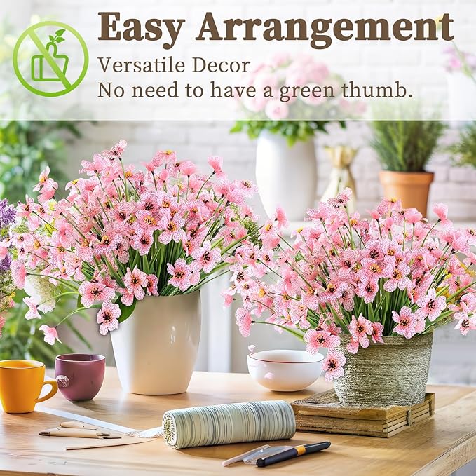 24 Peach Bundles Artificial Flowers for Outdoors/Indoors Fake Flowers Plants for Indoor Outside Garden Porch Window Box Home Wedding Farmhouse ColoPlay