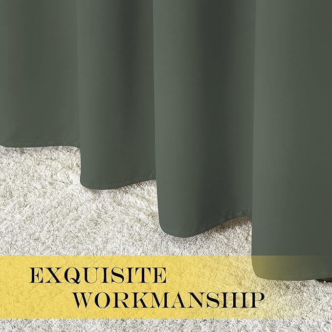 NICETOWN Blackout Curtain Drape for Bedroom - Grommet Noise Reducing Thermal Insulated Room Darkening Window Treatment for Living Room (1 Panel, Dark Mallard, W66 x L66 Inch) NICETOWN